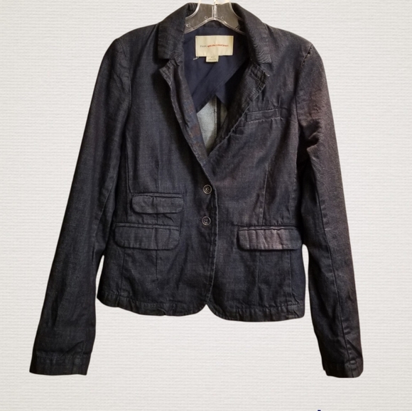Pilcro and the Letterpress Anthropologie Denim Jean Blazer Small - Picture 4 of 15